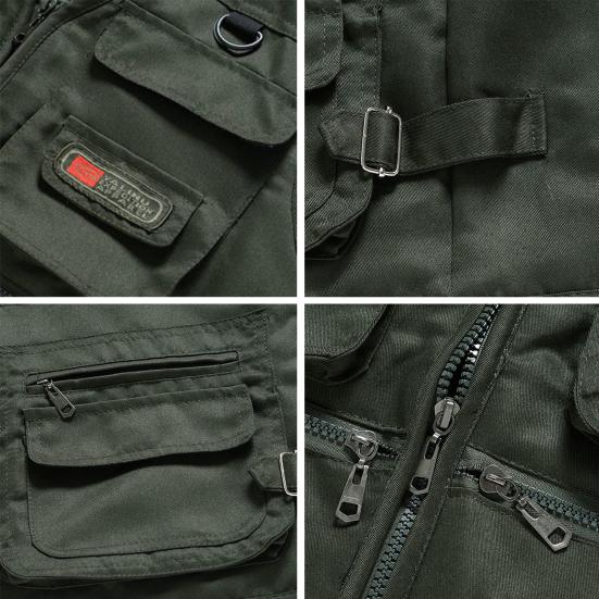 Зимний жилет для рыбалки с несколькими карманами, однотонный утепленный кардиган без рукавов с v-образным вырезом, большие размеры, мужской зимний жилет для путешествий