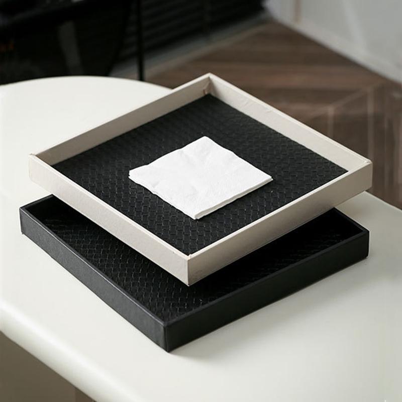 Поднос для чая ручной работы, косметика, квадратный поднос, хранение еды, тарелка для дома, свадьбы, вечеринки, искусственная кожа, орнамент, дерево, уникальные мелочи, аксессуары