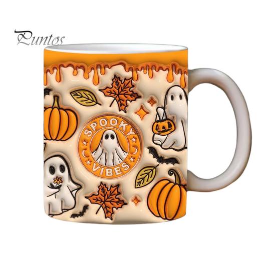 Кофейная кружка на Хэллоуин, керамическая кружка с тыквой, призрачным черепом и ручкой, стакан для сладостей, украшение для домашней вечеринки