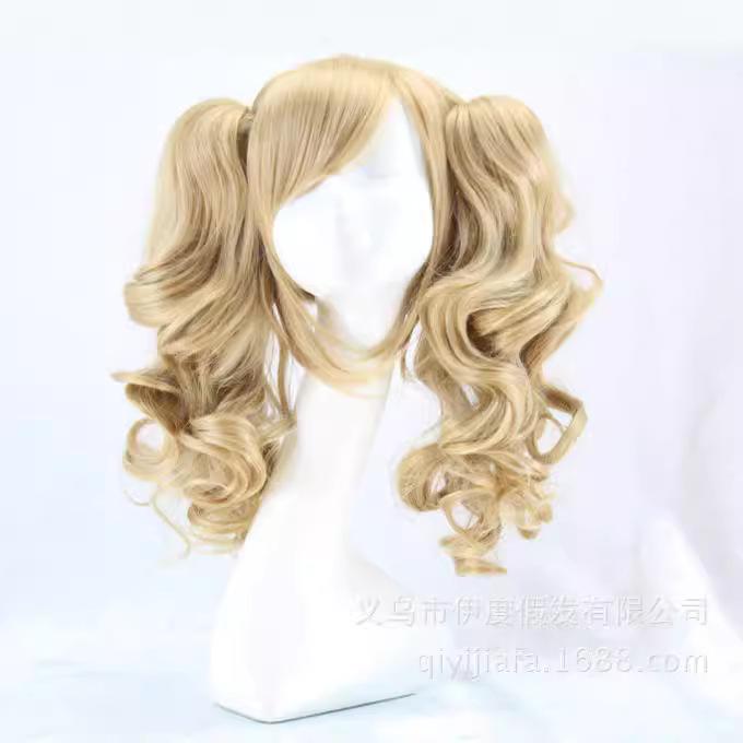 Парик для косплея аниме Лолита, смешанные цвета, длинные вьющиеся волосы с зажимом в 2 хвостика, парики из полных волос, костюм для вечеринки