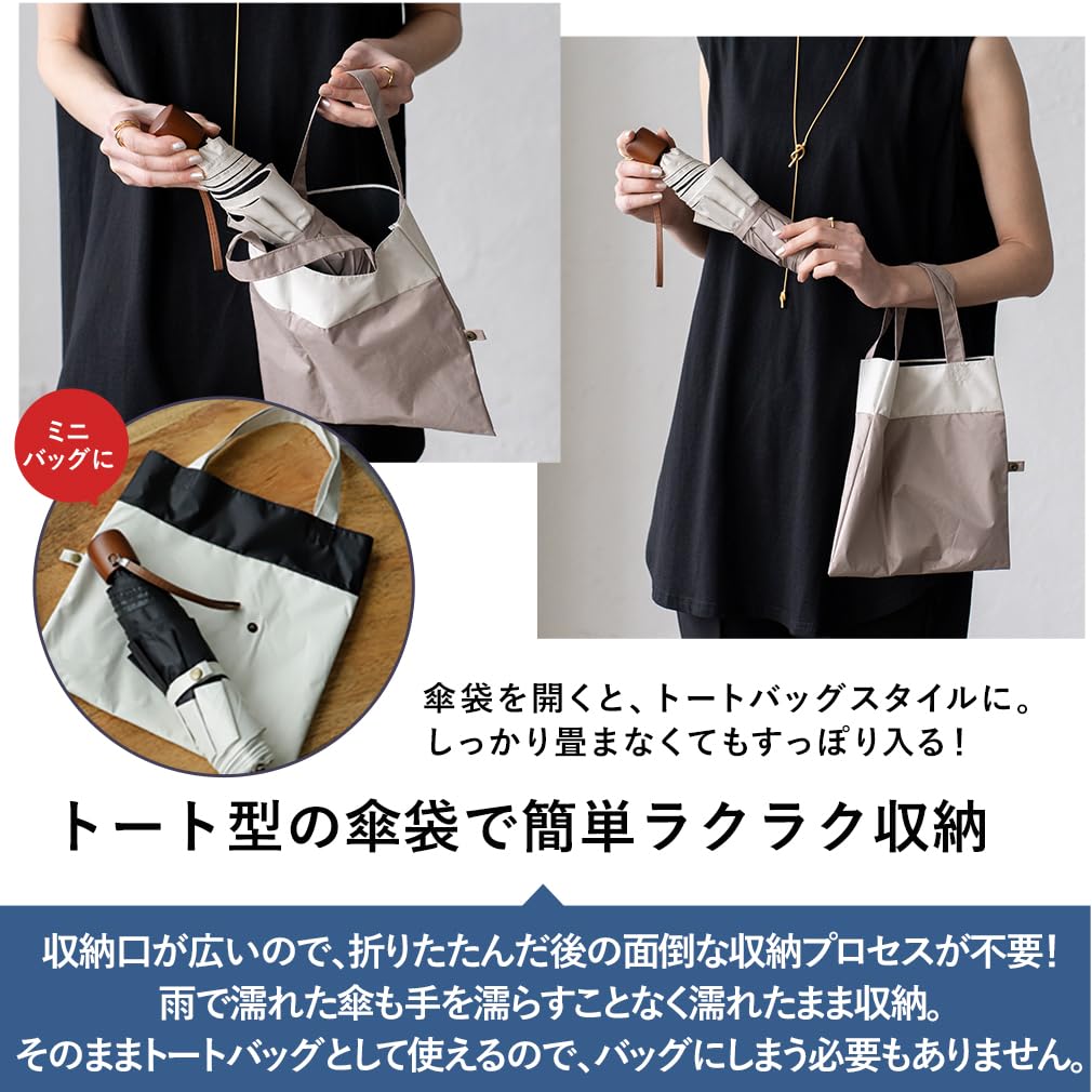 Складной зонт Vita Felice для солнечных и дождливых дней Тип зонта [VITAFELICE] (Легкая/сумка-тоут) Женский pru-30178z (Серый кант)