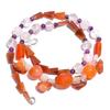 Carnelian Amethyst Crystal Gemstone Mix Shape Smooth Beads Necklace 17" UB-4170 UB-4170