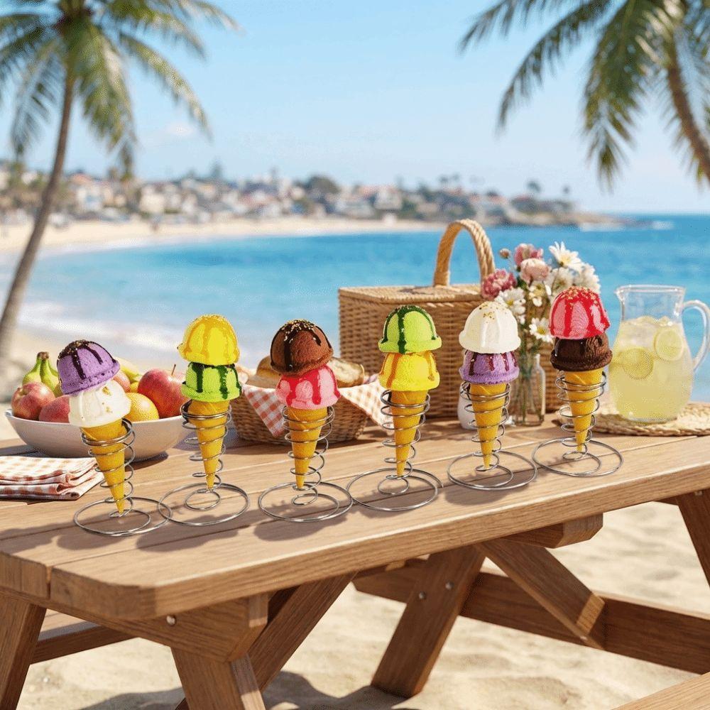 Conical Spring Ice Cream Cone Holder Metal Basket French Fry Display Wedding Decoration