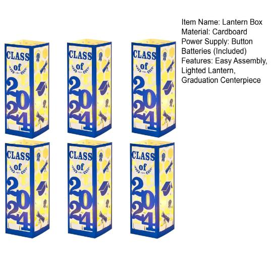 6 шт. освещенных выпускных центральных украшений для выпускного класса 2025 года, фонарики, украшения для выпускного со светодиодной подсветкой для выпускного в колледже, принадлежности для вечеринки