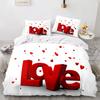 Love Duvet Cover Queen Heart Shaped Bedding Sets White Romance Polyester Comforter Cover For Women Men Boys Girls Teen King Size