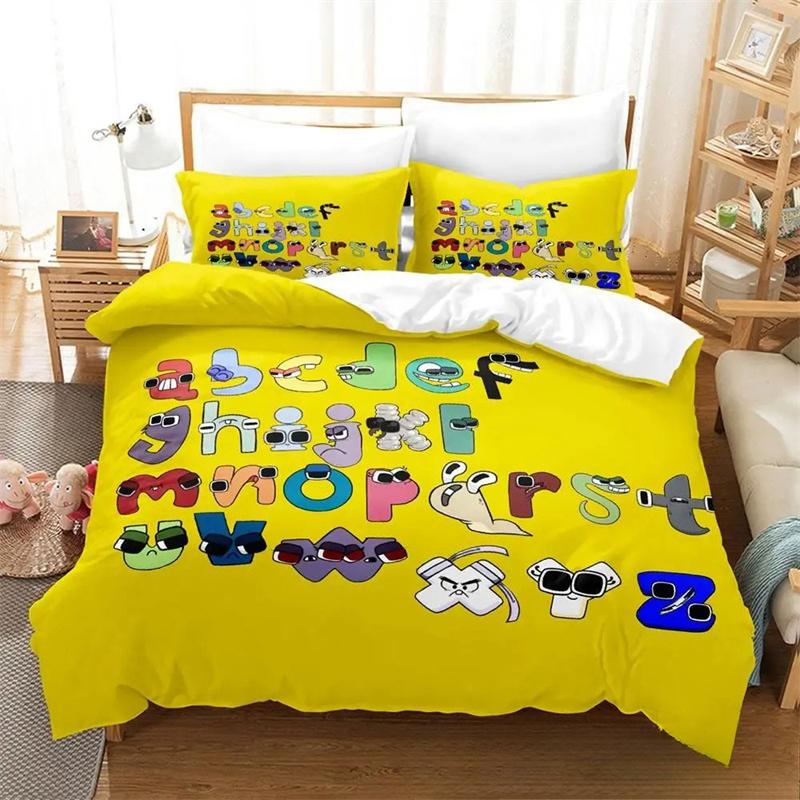 3D-принт с мультяшным алфавитом Lore AZ Комплект постельного белья для мальчиков и девочек, двуспальный размер, пододеяльник, наволочка, кровать для детей и взрослых 2/3 шт.