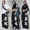 Letter Printed Euro American Style Jazz Loose Leggings Hip-hop Dance Sweatpants Cool Fashion Wide Leg Pants Streetwear Women