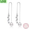 925 Sterling Silver Earrings 5 Pcs Star Zirconia Simulated Pearl Long Tassel Earrings Ear Line Pendientes Brincos S -E270