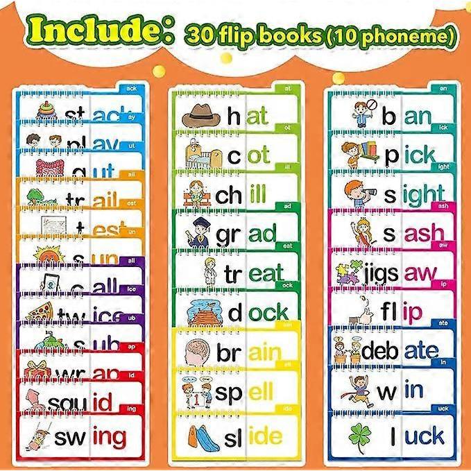 30 Read and Rhyme Flip Books, Word Families Flash Cards, ABC Vocabulary Flash Cards, Educational Reading Games