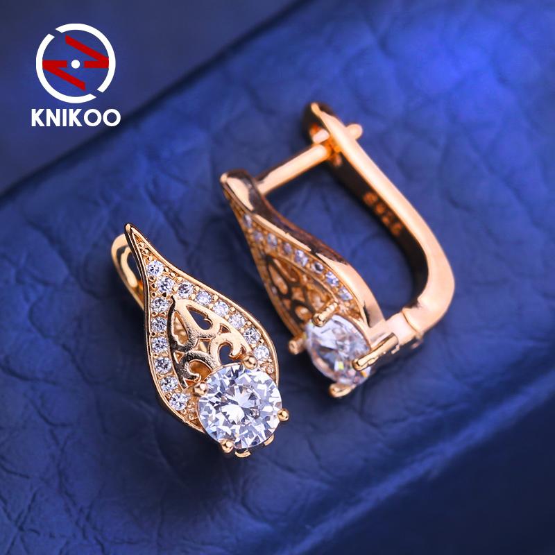KNIKOO Серьги-клипсы для женщин с кубическим цирконием, модные серьги-гвоздики-кольца, ювелирные изделия для свадебной вечеринки, подарки