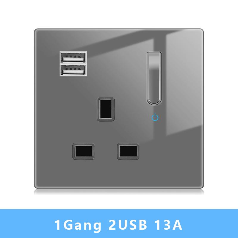 Настенный выключатель света Панель светодиодных индикаторов UK EU FR Универсальная электрическая розетка USB Фортепианные клавиши Самовосстанавливающиеся настенные выключатели Телевизор Компьютер