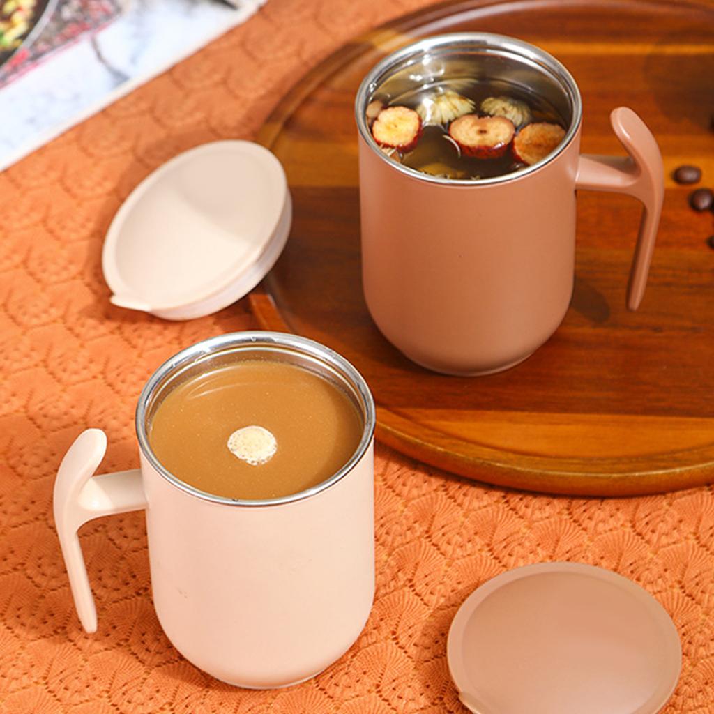 Кружка для кофе 500 мл Большой вместимости Кружка из нержавеющей стали 304 с крышкой и ручкой Съемная Двухслойная Изолированная Чашка для воды Посуда для напитков