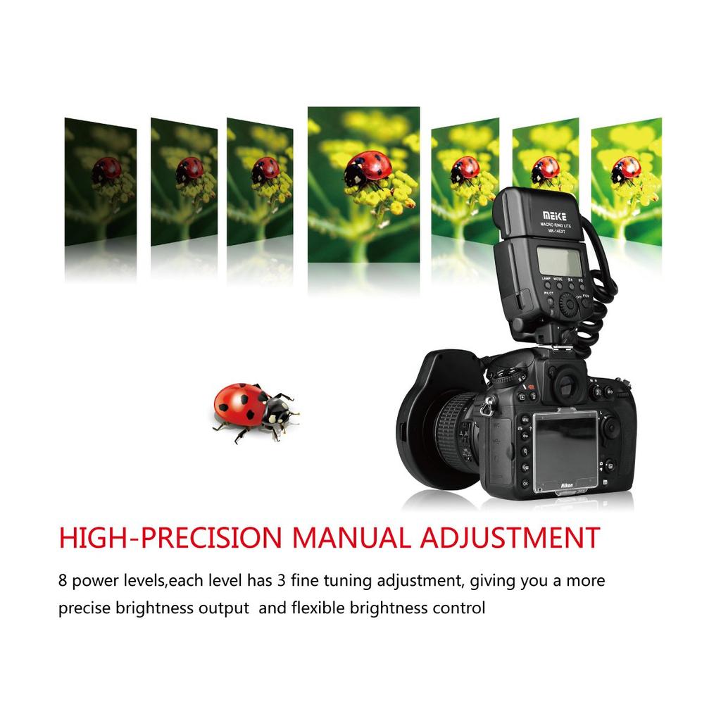 Кольцевая вспышка MEKE для макросъемки Nikon D7100 D7000 D5200 D5100 D5000 D3500 D3200 D3100 D90 D300S D600 со светодиодной лампой подсветки автофокуса MK-14EXT-N I-TTL