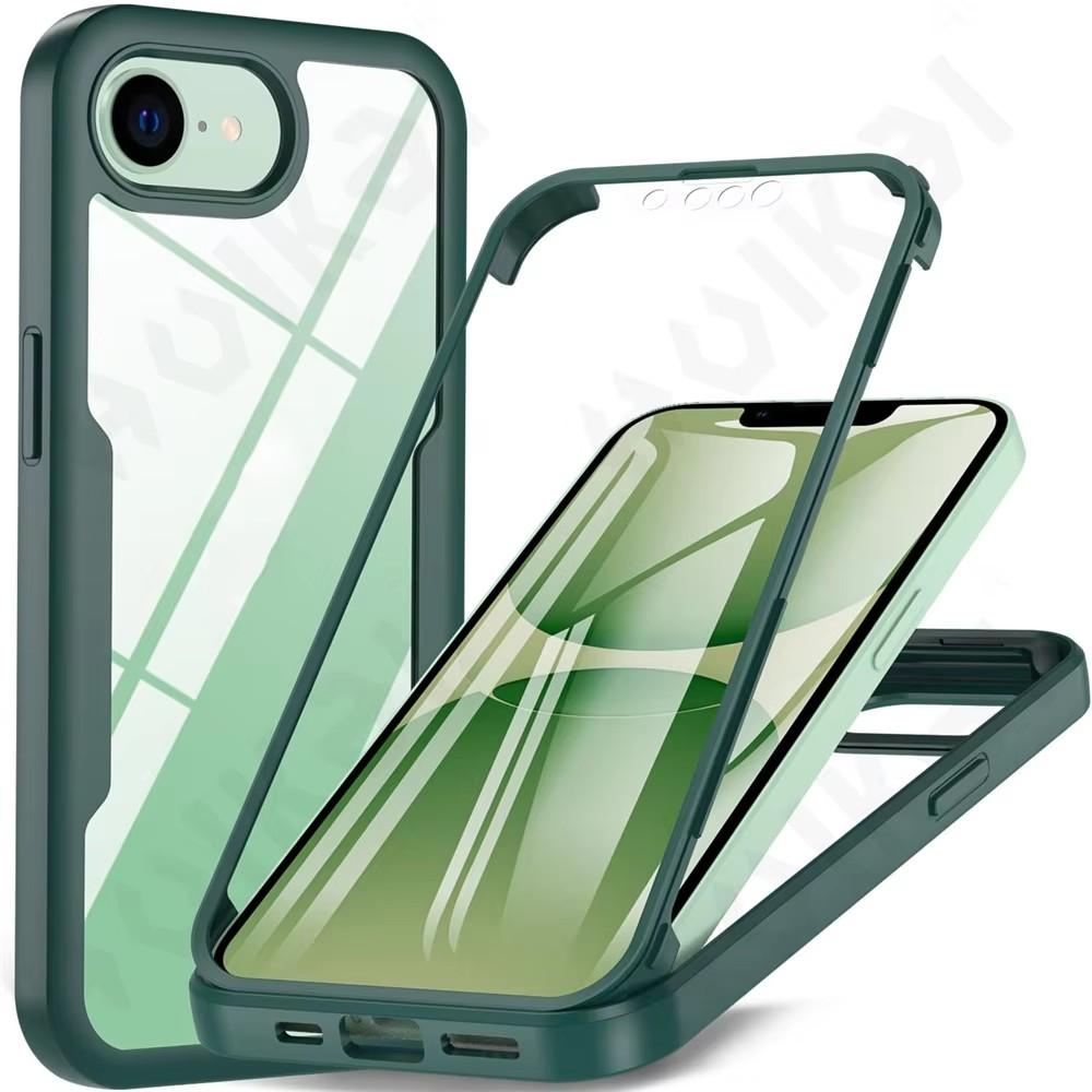 Чехол для iPhone 16E 2025 16 15 14 11 12 13 Pro Max Plus XS XR 8 Plus 360 Полная Противоударная Силиконовая Защита Экрана Чехол для Телефона