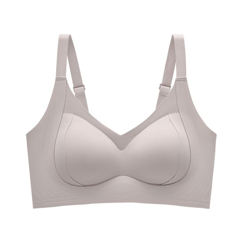 Women Comfortable Seamless Fixed Cup Wireless Gathering Anti Sag Daily Bra