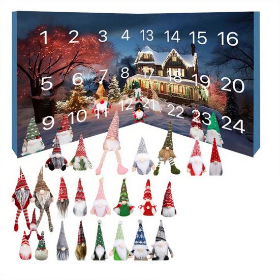 Рождественский адвент-календарь «Гномы» на 2025 год, коробка для отсчета 24 дней с фигурками гномов, праздничный дом