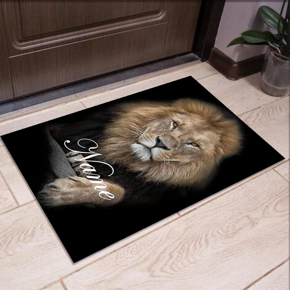 Custom Name Lion Printed Carpet,Rug for Office Chair Living Room Bedroom Kitchen Room Decor Gifts.