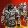 Men Outdoor Soft Shell Jacket and Pants Plus Velvet Thick Warm Cotton Jackets Sports Suit Hiking Suit Fishing Suit