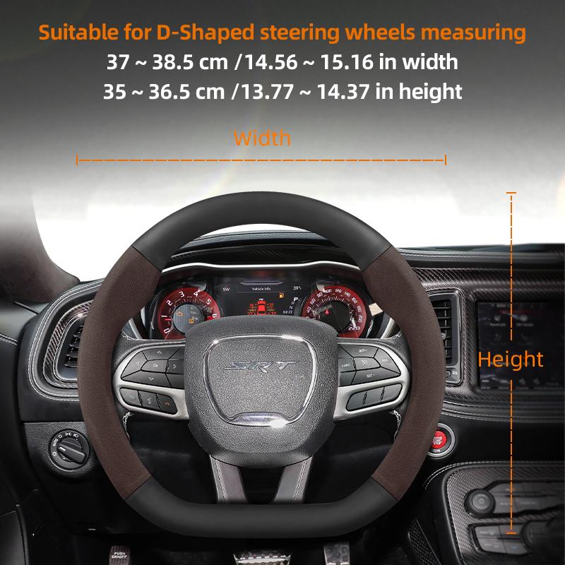 Suitable for Dodge Suede Matte Carbon Fiber Texture Steering Wheel Cover Suitable for Chenger Journey Charger Caliber Durango 1500 Grand Caravan WW7
