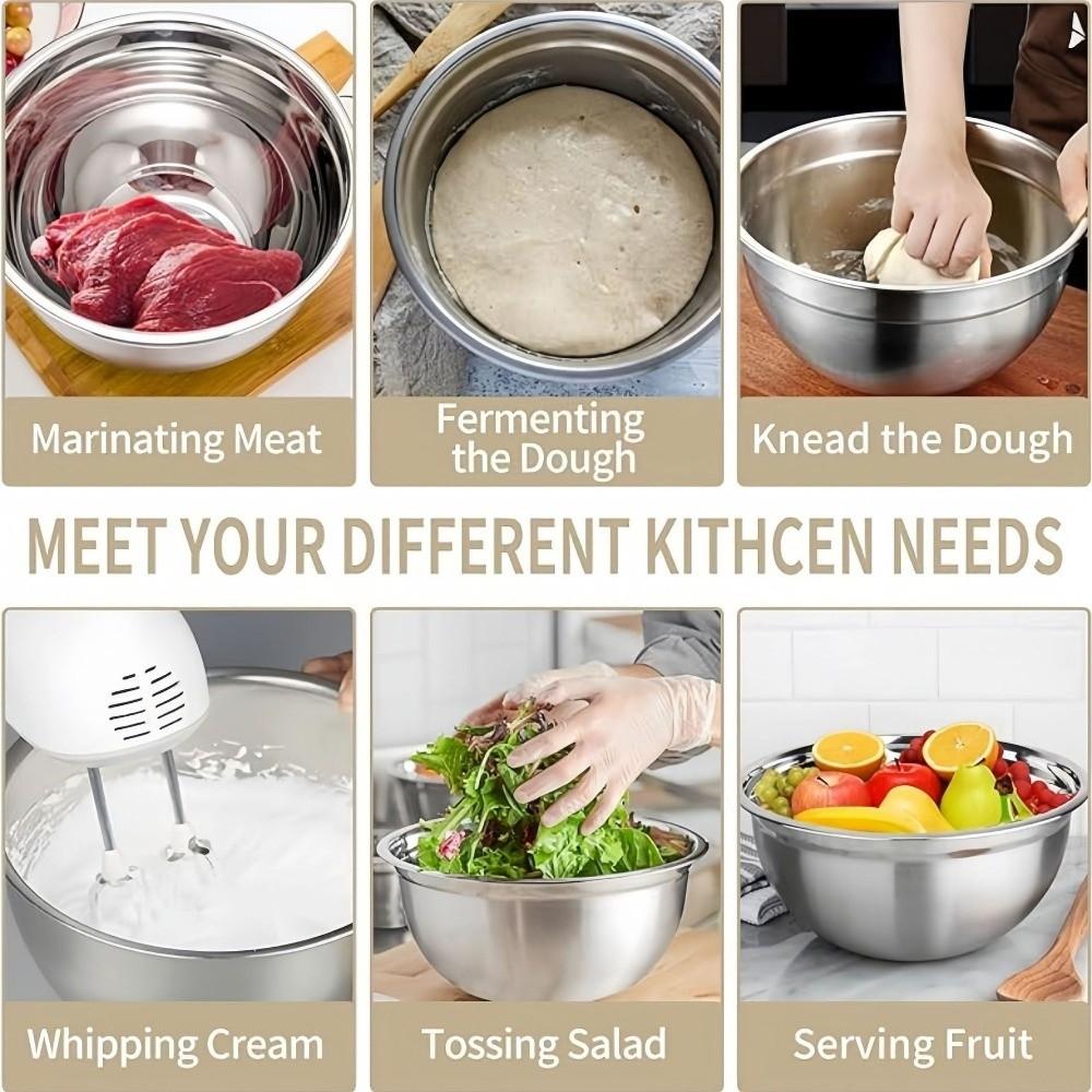 Stainless Steel Mixing Bowl Cold Vegetable Bowl Food Mixing Container Baking Fruit Salad Bowls