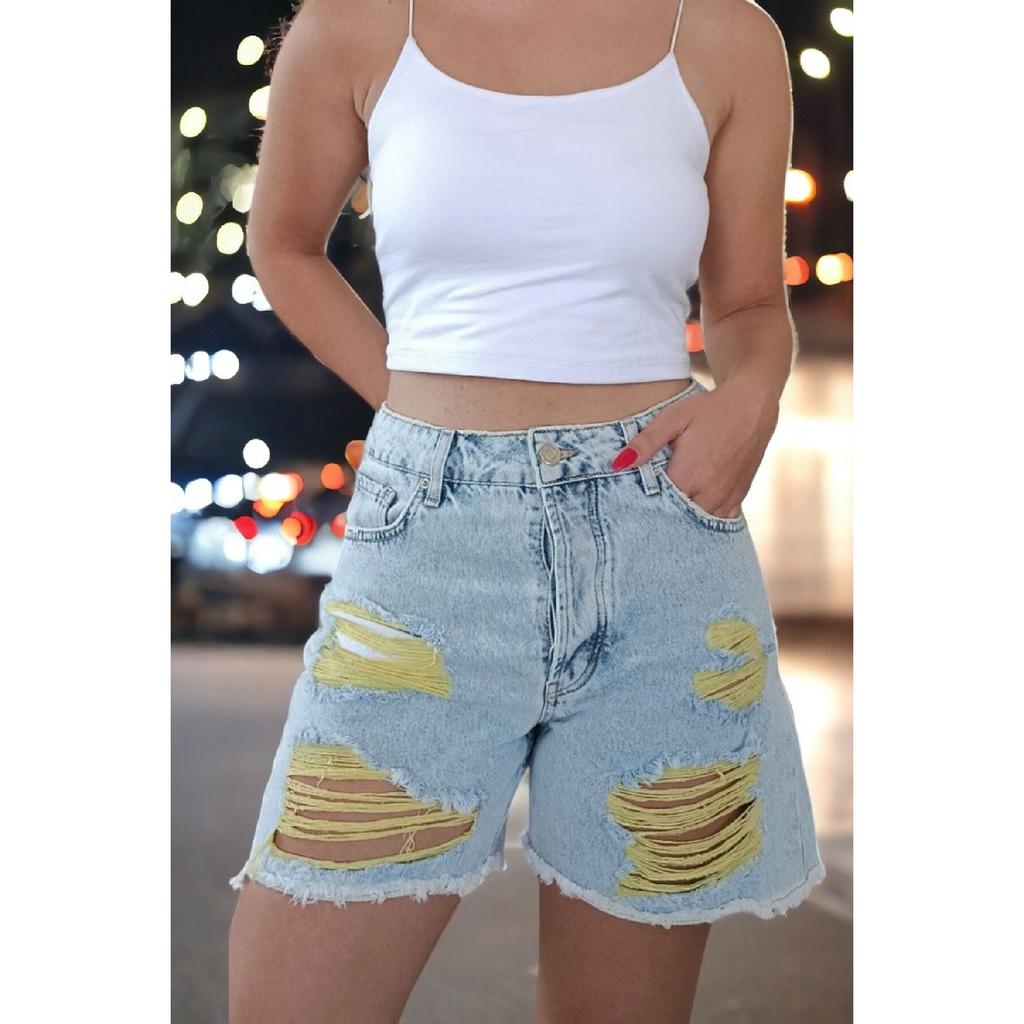 High Waist Torn With Liner Jeans Jeans Shorts