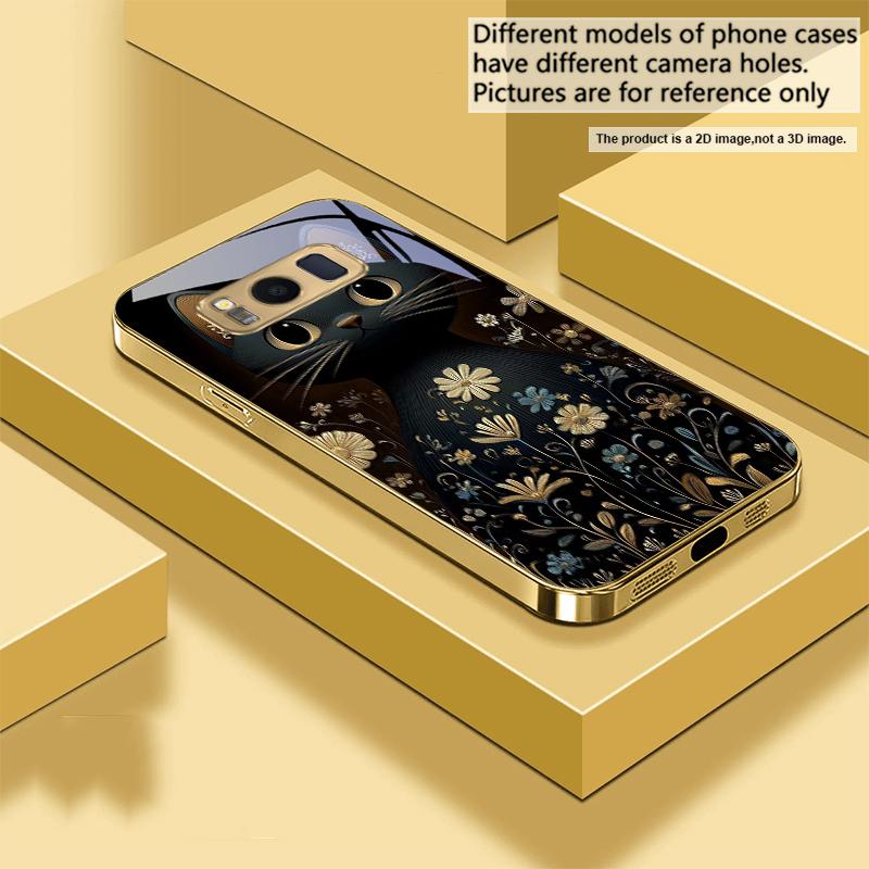 Круглые и яркие глаза Для Samsung Galaxy S20 FE S21 S22 S23 Plus S24 Ultra 25Ultra S21+ S9+ S22Plus Золотой стеклянный чехол для телефона