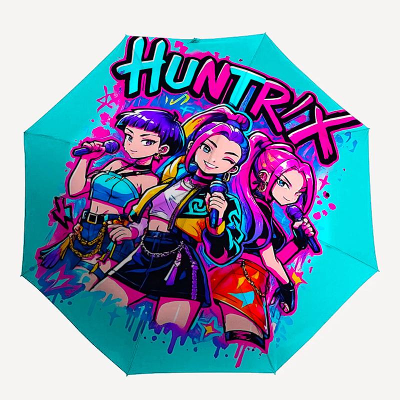 HUNTRX: The Ultimate Festival Gift Auto Opening Rain Umbrella with Foldable Design and 8 Bone Frame for Fans, Travelers, and Everyday Use012