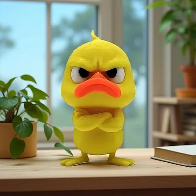 2 шт. 3D-печать Статуэтка злого желтого утенка Злой белоглазый смешной утенок Юмористическое украшение для дома в помещении/на улице и украшение для автомобиля