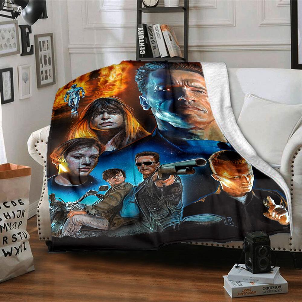 Terminator Salvation Future Wars Flannel Blanket Super Soft Warm Cozy Blanket For Sofa Bed Office Travel Allseason Home Decor Gift