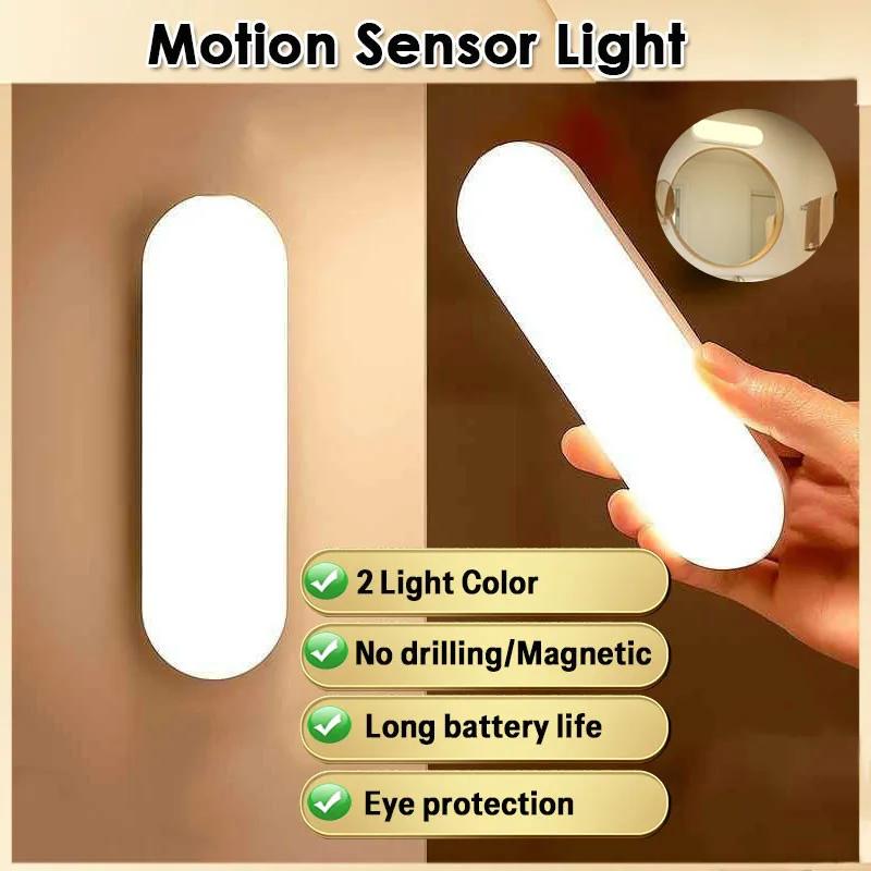 Night Lights Wireless LED Motion Sensor Lamp USB Rechargeable Magnetic For Wardrobe Room Closet Kitchen Aisle Tube Detector Bulb