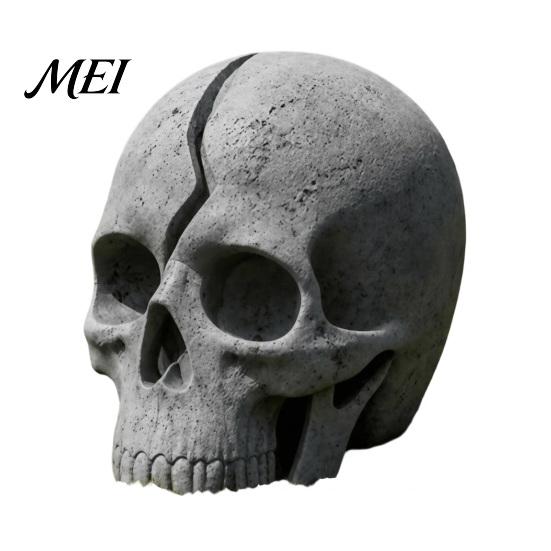 Decorative Solar Stakes for Lawns Cracked Skull Garden Light, Resin Halloween Pathway Lamp Outdoor Fairytale Accents Yard Patio Flower Bed, Waterproof
