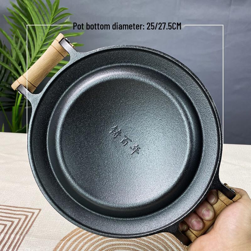 Wutuo 28 см Чугунная сковорода для блинов и панкейков с деревянной ручкой
