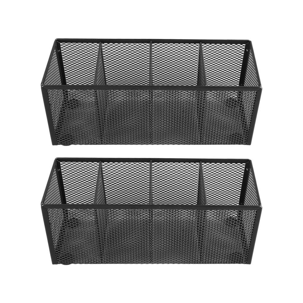 Mesh Pen Holder 4 Compartments Multipurpose Metal Pencil Organizer for Countertop Desk School