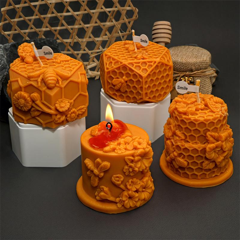3D Медовая Сота Торт Пчела Силиконовая Форма для Свечей DIY Формы для Торта Пчела Цветок Свечи Гипс Домашний Декор Подарок
