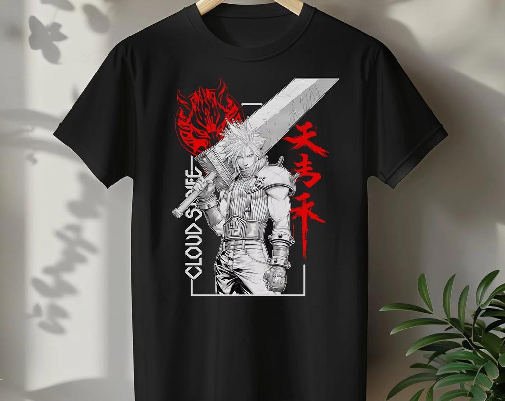 Final Fantasy 7 Cloud Strife Anime T Shirt Oversized Unisex T Shirt Streetwear Cotton New Retro Y2k Short Sleeves Classic Soft
