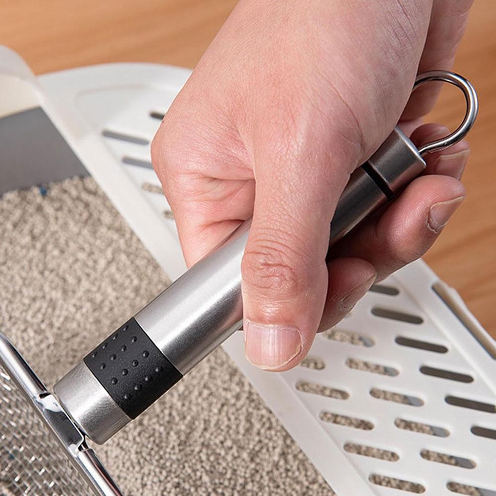 Стальной совок для кошачьего туалета с длинной ручкой, металлическая лопата для уборки домашних животных, инструмент для уменьшения пыли, идеальный для обслуживания