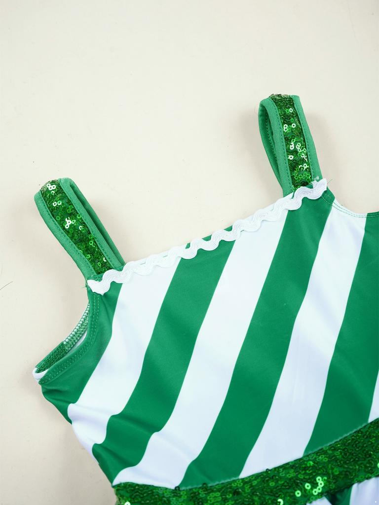 Костюм Санта-Клауса для девочек, конфетная трость, полосатое танцевальное платье-пачка с блестками, купальник для фигурного катания на коньках, платье для катания на роликах