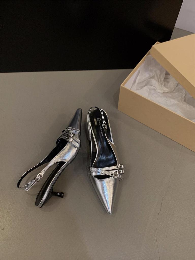 Niche High Heels Red Bag Head Sandals Fairy Shoes 2025 New Spring and Summer Black French Pointed Single Shoes