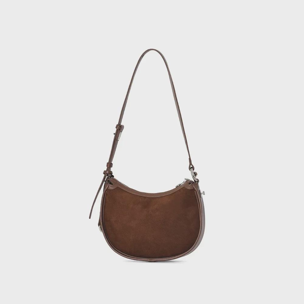 Сумка через плечо из матовой коровьей кожи в форме полумесяца 2025 года — ретро-дизайн