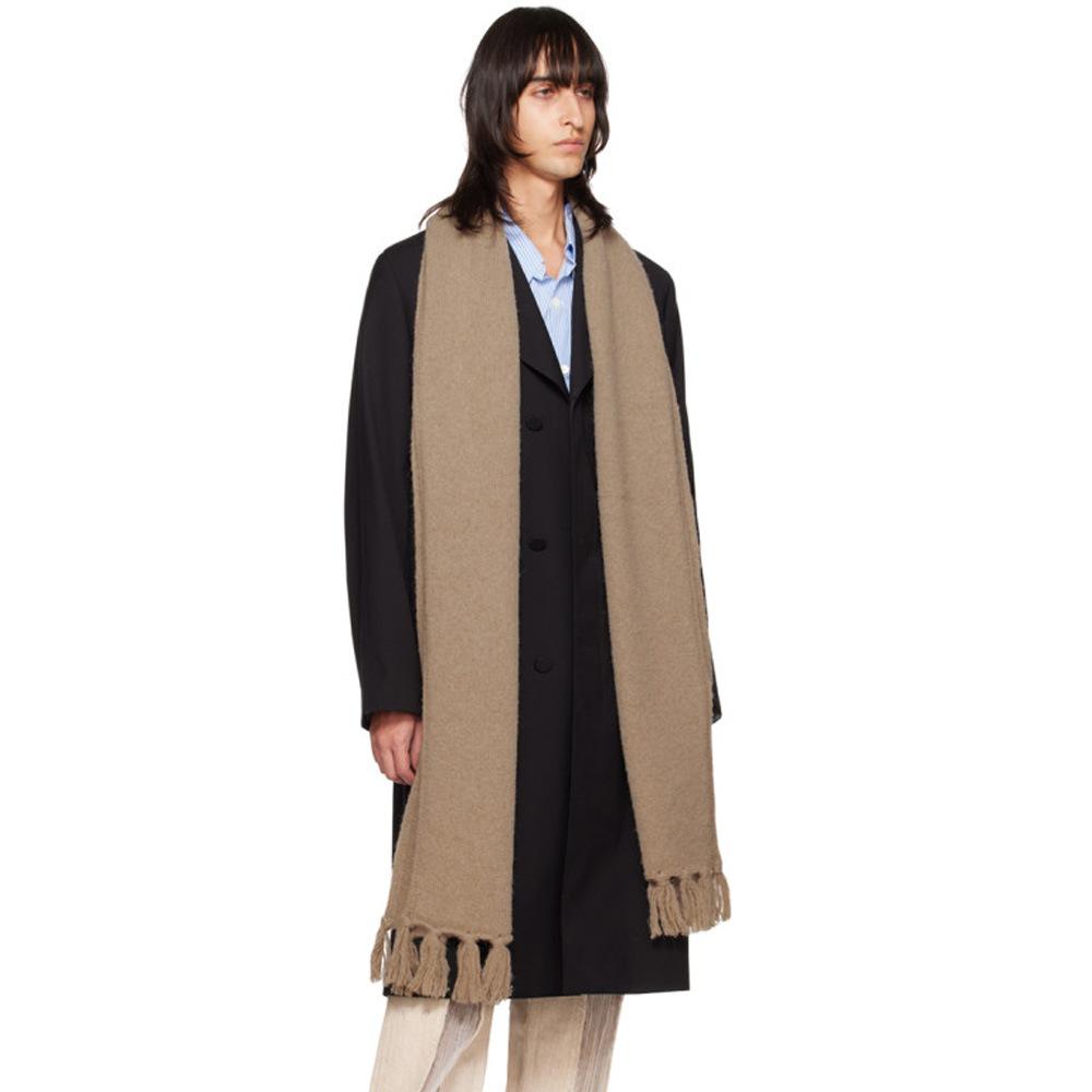 Wool Solid Color Beard Wool Knitted Tassel Scarf Unisex Autumn and Winter Scarf