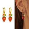 Висячие серьги с клубникой, серьги-кольца, серьги-подвески, текстура сплава, ушные украшения, подходят для любителей моды, подарок