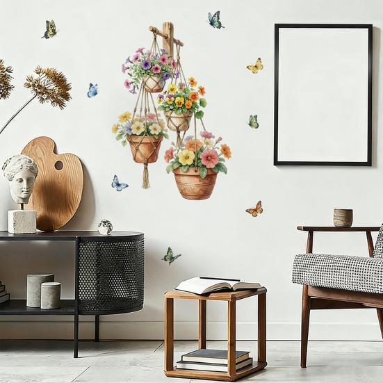 Green Potted Plants Stickers Wall Stick Floral Peel And Plants Vines Wall