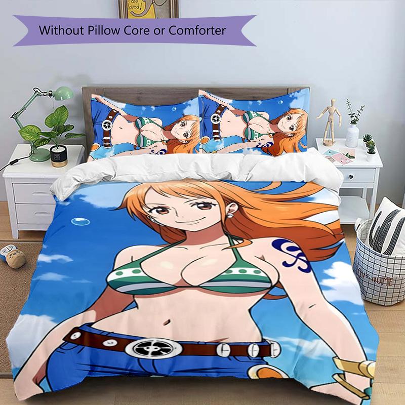3pcs N-Nami Design Cover Set - HD Printed Bedding with 1 Cover and 2 Pillowcases - Perfect for Home and Dorm Decor