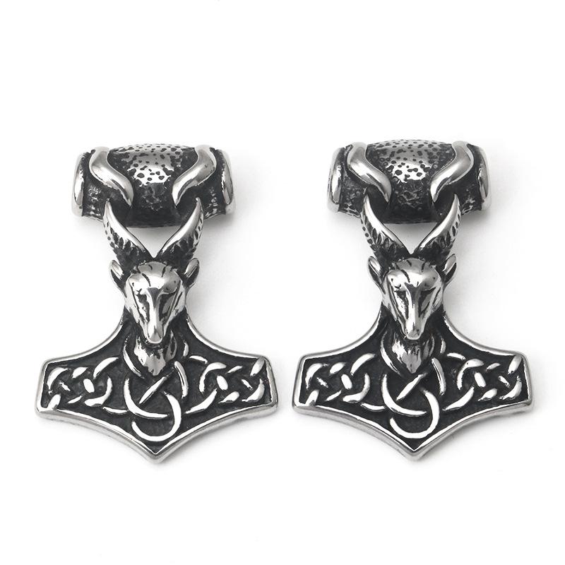 Ретро Кулон-подвеска из нержавеющей стали в виде головы барана и молота Тора