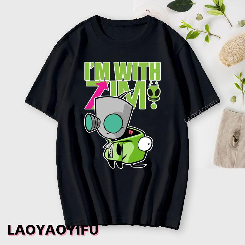 Аниме Invader Zim Invader Gir Graphic Tshirt Zim Image Cartoon T Shirt Unisex Unisex Cotton Tee Shirt Fashion Shirt Streetwear Tops Unisex