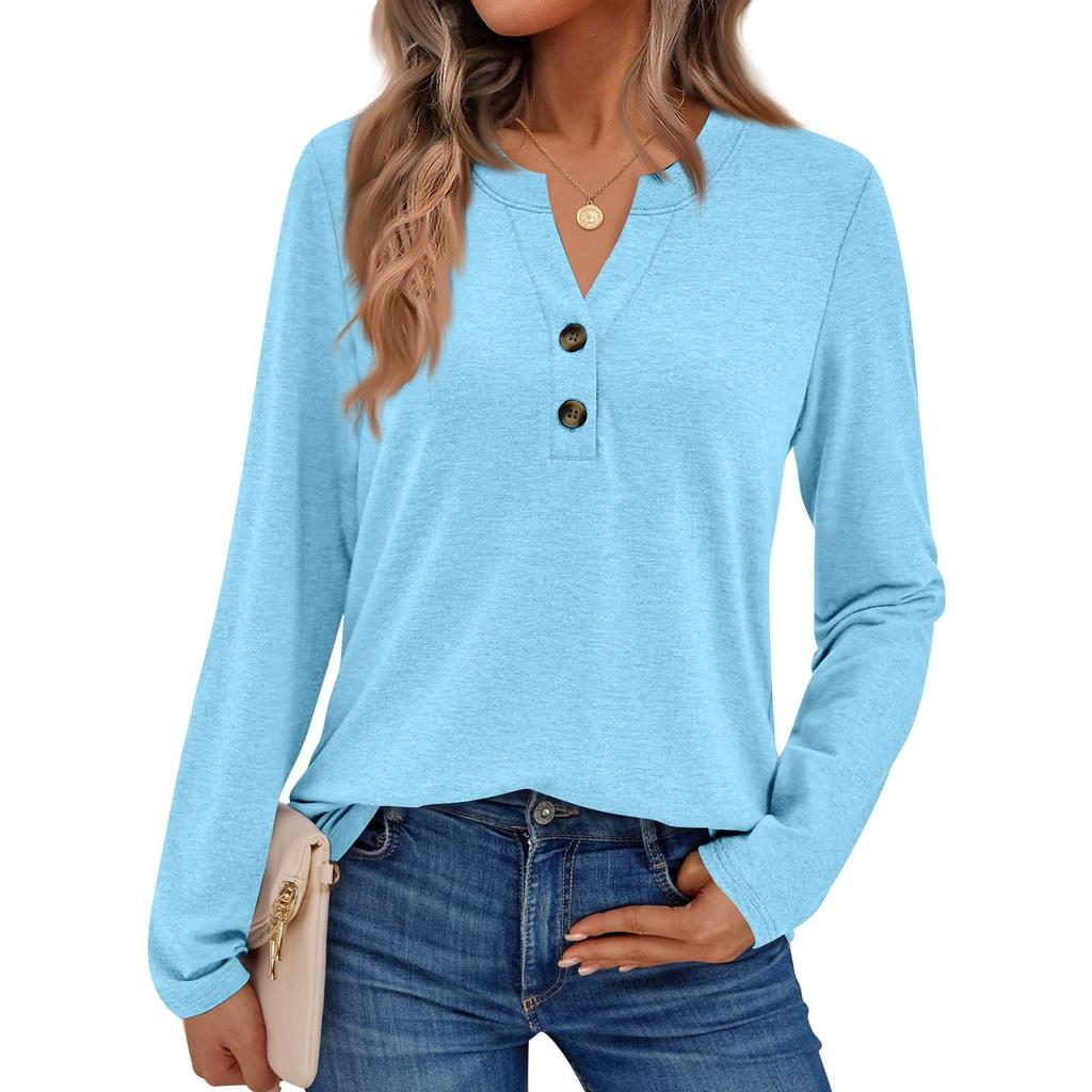 Women's Solid Color Long Sleeve Shirts Elegant Casual Tops Trendy Shirts Tops
