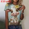 XXS-6XL Футболка размера плюс для женщин Футболки с 3D-принтом животных Летняя мода Уличная одежда с коротким рукавом и круглым вырезом Топы