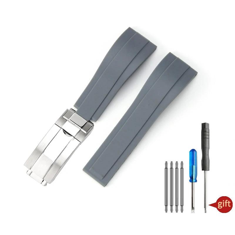 Nature Мягкий Силиконовый Каучук Мужской 20мм Ремешок Для Часов Для Rolex Ремешок для Часов Daytona Submariner GMT OYSTERFLEX Браслет Складная Застежка