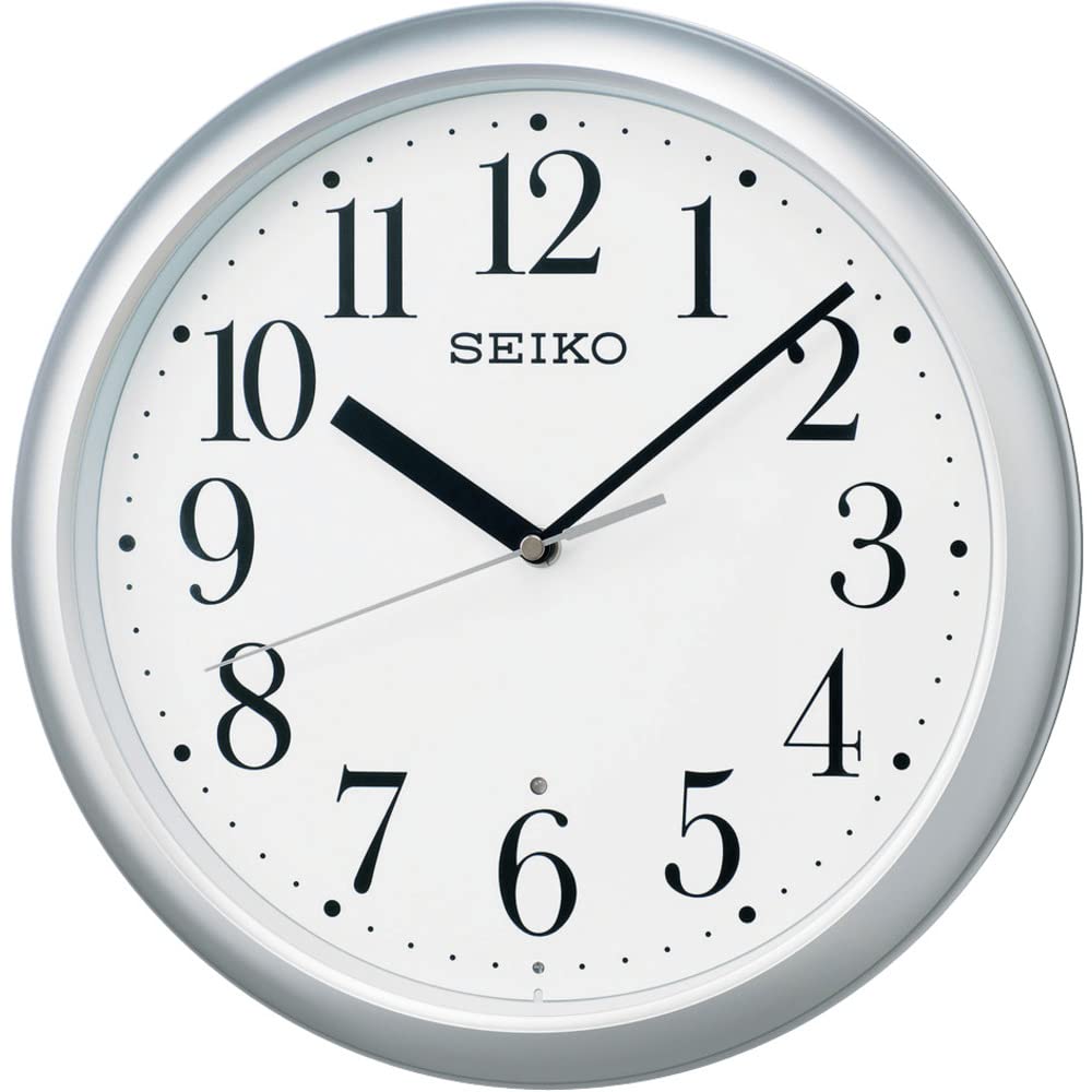 Seiko Clock KX218S Analog Wall Silver Metallic Office-Style Radio-Controlled Clock,