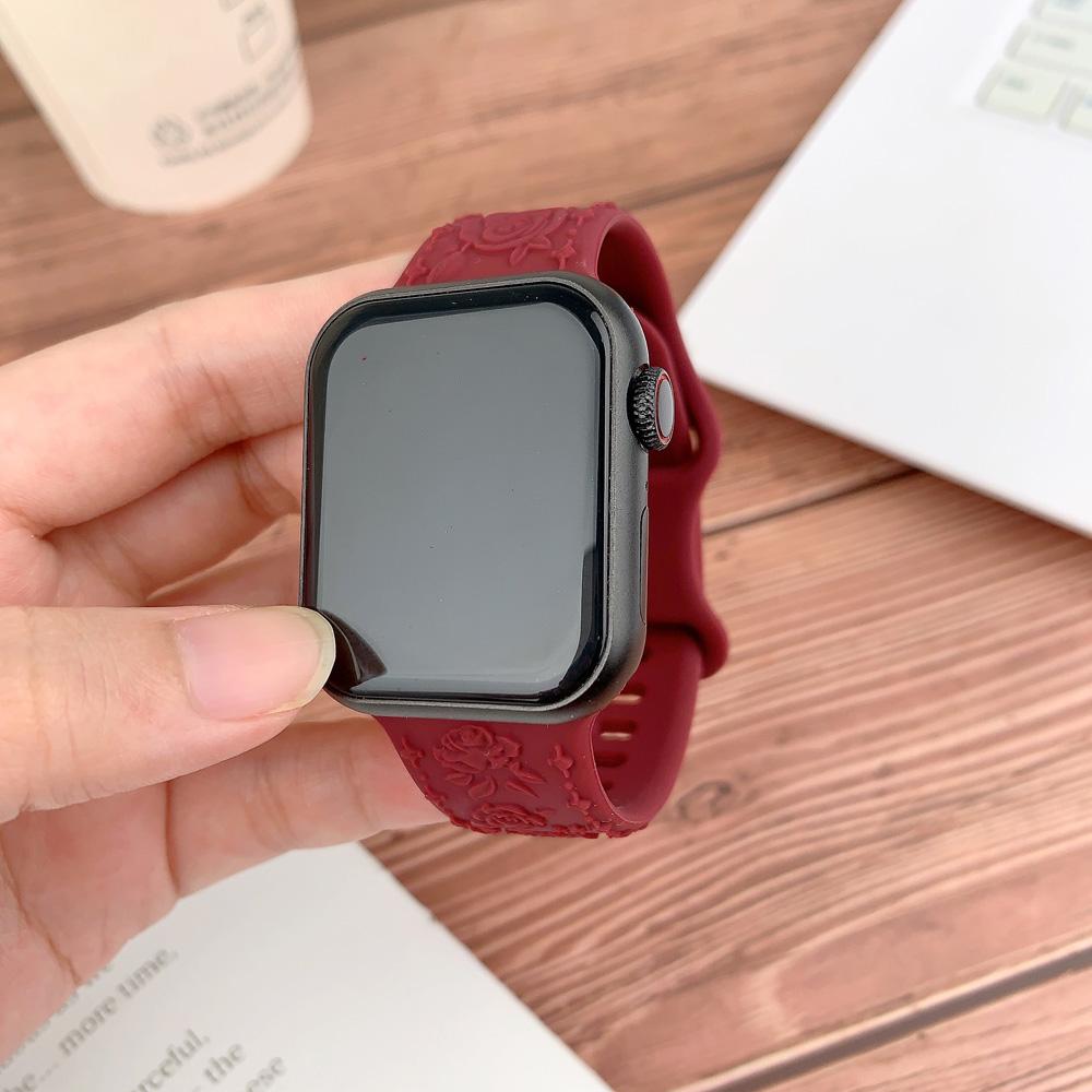Ремешок с гравировкой для Apple, ремешок для часов 45 мм, 44 мм, 42 мм, 49 мм, 40 мм, 41 мм, силиконовый браслет Correa iWatch Series 8, 9, 7, 6, 5, 4, 3 Ultra SE